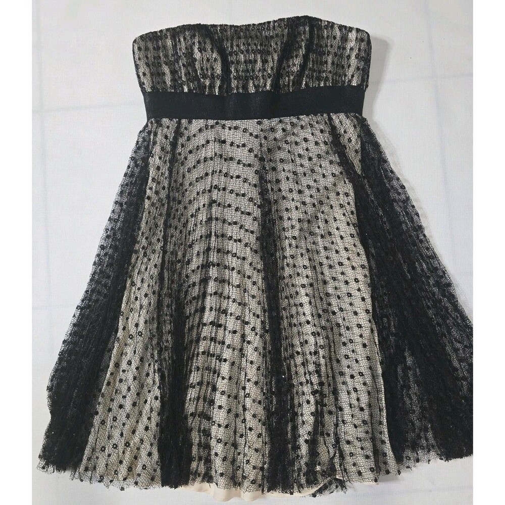 Carmen Marc Valvo Illusion Black Mesh Strapless Dress. Size 4 Nude and Black